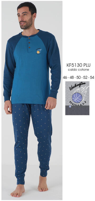 ART. KF5130 PLU- pigiama uomo m/l interlock kf5130 plu - Fratelli Parenti